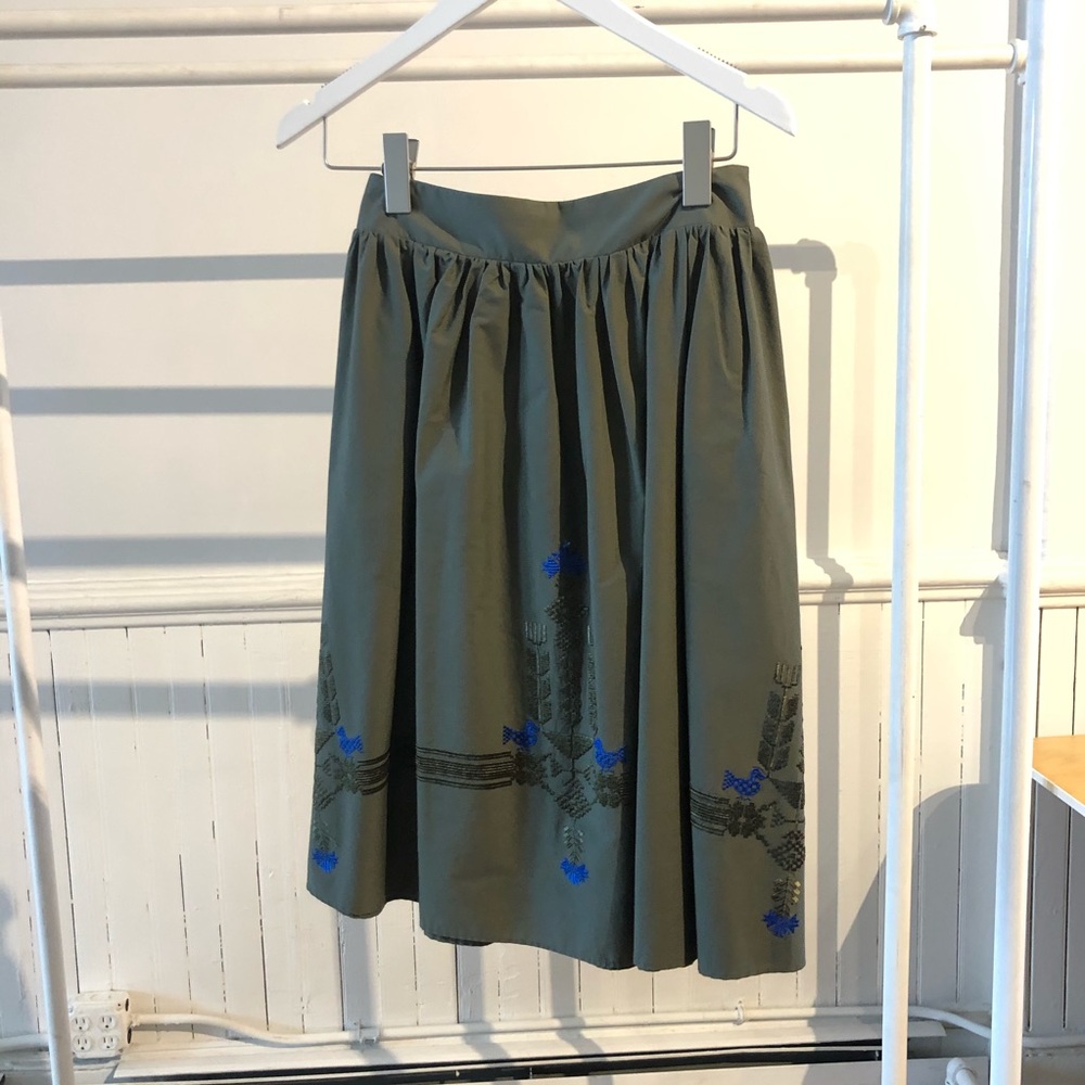 DEVOTION MADE IN GREECE GREEN EMBROIDERED SKIRT